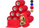 HUND IST KÖNIG Verband selbstklebend, Selbstklebende Bandage für Mensch & Tier (12 Stk) rot 10 cm, 47 m