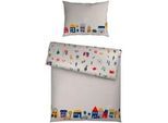 Patinio Babybettwäsche , Creme , Textil , Häuschen , 100x135 cm , Gots, Bsci, DIN EN ISO 50001, DIN EN ISO 9001, Oeko-Tex® Made IN Green , pflegeleicht, atmungsaktiv, hautfreundlich, 100% feinster Baumwollsatin mit Seiden-Finish , Schlafen, Babytextil-Kollektionen