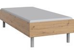 Bett WIMEX "Easy, große Auswahl an Größen und Farben, auch in Komforthöhe", braun (artisan eiche, alufarben), H:46cm L:210cm, Betten, ohne Kopfteil, ideal unter Dachschrägen oder Fenster