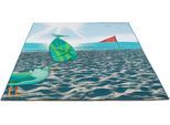 Sansibar Teppich »Rantum Beach SA-021«, rechteckig, 5 mm Höhe, Flachgewebe, modernes Design, Strand & Surfboard, Outdoor...