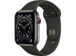 Apple Watch Series 6 (2020) GPS + Cellular 40 mm - Rostfreier Stahl Graphit - Sportarmband Schwarz