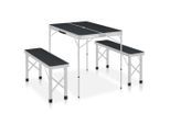 vidaXL Klappbarer Campingtisch mit 2 Sitzbänken Aluminium Grau