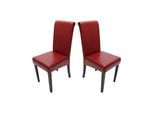 2er-Set Esszimmerstuhl Lecce II, Leder ~ rot, dunkle Beine