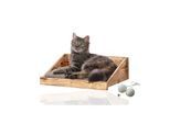 Rohrschneider ® Katzen Kletterstufe mit Kissen, Kletterwand-Element mit Gratis-Spielballset