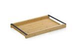 Kela Serviertablett , Schwarz, Hellbraun , Holz , Bambus , rechteckig , 34.5x4.5x54 cm , Geschirr, Tischkultur & Serviergeschirr, Tabletts
