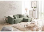 Ecksofa 3C CANDY "Matteo in elegant, kubischer Formensprache, bequem, L-Form", grün (oliv), B:276cm H:72cm T:168cm, 95% Polyester, 5% Nylon, Sofas, Ecksofa, mit auffälliger Kedernaht, Feincord-Bezug, Lounge-Charakter