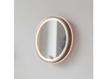 LED-Wandspiegel VIDRO, bronze, Ø 26 cm, Powerbank, Schalter