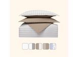 Emma Premium Perkal Bettwäsche 240x220 Beige Streifen Beige