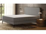 Emma Elite Boxspringbett 160x200 - dunkelgrau - Kopfteil gestreift - Füße Metall