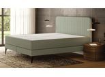 Emma Elite Boxspringbett 200x200 - mintgrün - Kopfteil gestreift - Füße Metall