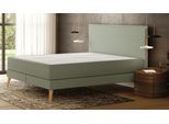 Emma Elite Boxspringbett 200x200 - mintgrün - Kopfteil klassisch - Füße Holz