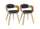 CLP 2er-Set Esszimmerstühle Kingston, ergonomisch mit gepolsterter Rückenlehne, Kunstleder & Holz, bis 150 kg belastbar