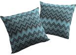 Dekokissen WIRTH "Benewitz" Gr. 1, blau (petrol, gemustert), B:40cm L:40cm, Baumwolle, Polyester, Dekokissen_Sitzkissen_Kissenhüllen, Kissenhülle ohne Füllung, 2 Stück