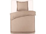 Bettwäsche KAYORI "Yamato", beige (natur), B/L: 155cm x 220cm, Perkal (Bio-Baumwolle), B/L: 80cm x 80cm, Perkal (Bio-Baumwolle), Obermaterial: 100% Baumwolle, Bettwäsche, Hergestellt aus 100% reinem ägyptischen Baumwollperkal™.