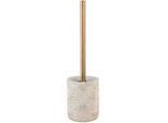Wenko Wc-Bürstengarnitur , Weiß, Beige , Metall , 10x37x10 cm , Bürstenkopf abnehmbar, Bürstenkopf austauschbar , Badezimmer, WC Ausstattung, WC-Bürsten