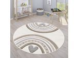 Paco Home Kinderteppich »Cosmos 351«, rund, 16 mm Höhe, Kurzflor, Spielteppich, Motiv Regenbogen & Herz, Kinderzimmer
