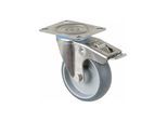 BS Rollen Lenkrolle m.Totalfestst., Durchmesser 100mm, H120.B43, 80kg Edelstahl (H120.B43.100)