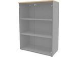 Glastürenschrank ARLON OFFICE, 3 Ordnerhöhen, Glastüren ohne Rahmen, B 900 x T 450 x H 1232 mm, Eiche-Dekor/alu