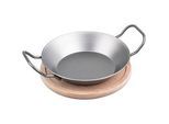 chg Servierpfanne mit Holzuntersetzer silber