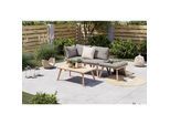 Ambia Garden Gartenset , Grau, Akaziefarben , Holz, Textil , Akazie , massiv , Füllung: Polyester,Polyester , 186x60 cm , FSC 100% , wetterfest , Gartenmöbel, Gartengarnituren, Gartenmöbel-sets