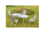 Gardenson Gartentisch , Silberfarben , Metall, Glas , rechteckig , eckig , 220x90x160 cm , Gartenmöbel, Gartentische