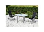 Gardenson Gartentisch , Silberfarben , Metall, Glas , rechteckig , 130x65x65 cm , ausziehbar , Gartenmöbel, Gartentische, Gartentische Ausziehbar