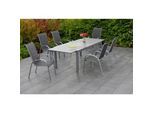 Gardenson Gartentisch , Silberfarben , Metall , Steinoptik , rechteckig , eckig , 100x75x180-250 cm , ausziehbar , Gartenmöbel, Gartentische, Gartentische Ausziehbar