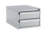 Schäfer Shop Pure Schubladenblock 411, für Arbeitstische AST31, links/rechts montierbar, 2 Schübe, abschliessbar, bis 50 kg, Stahl, weissaluminium/weissaluminium