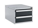 Schäfer Shop Pure Schubladenblock 411, für Arbeitstische AST31, links/rechts montierbar, 2 Schübe, abschliessbar, bis 50 kg, Stahl, weissaluminium/anthrazit