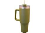 Homeware Profession. Thermobecher , Grün , Metall, Kunststoff , Uni , 1.2 l , 26.5 cm , Lfgb , doppelwandig, Tragegriff, hält warm, hält kalt , Geschirr, Kannen & Karaffen, Coffee-to-go-Becher