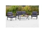 Gardenson Gartenset , Graphitfarben, Grau, Naturfarben , Metall, Kunststoff, Textil , 4-teilig , Uni , Gartenmöbel, Gartengarnituren