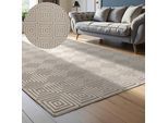 Designteppich ELLE DECORATION "Tourmaline", weiß (weiß creme), B:160cm H:9mm L:235cm, Polypropylen, Teppiche, Wohnzimmer, Schlafzimmer, Läufer, Hoch-Tief Effekt, Flur, Glanz