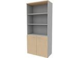 Regal-Schrank-Kombination ARLON OFFICE, 5 Ordnerhöhen, B 900 x T 450 x H 2000 mm, Eiche-Dekor/alu