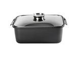 Homeware Profession. Bräter , Klar, Schwarz, Edelstahlfarben , Metall , 8 l , rechteckig , 26x12.2x40 cm , Lfgb , backofengeeignet, antihaftbeschichtet , Kochgeschirr, Töpfe, Bräter