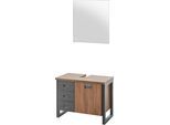 Home affaire Badmöbel-Set »Detroit, Bad im Industrialdesign, inkl. LED, 2-teiliges Badezimmer«, (2 St.),...