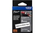 Brother Schriftbandkassette TZe-FX211, 6 mm breit, weiss/schwarz