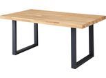 Stolkom Esstisch "Chris Esszimmertisch Eiche Massivholz, BxHxT 110x47x70 cm" Gerade Kante, Industrial Style Eiche Massivholz