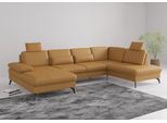 Wohnlandschaft SIT & MORE "Morris U-Form, inkl. Sitztiefenverstellung", gelb (curry), B:335cm H:82cm T:212cm, Sofas, Wohnlandschaft, wahlweise mit Armteilverstellung, Bettfunktion & Bettkasten
