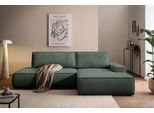 Home affaire Ecksofa »SHERWOOD, Schlafsofa in L-Form offen (275cm), Cord, Leinenoptik«, Schlaffunktion und Bettkasten, Kedernaht, hoher Sitz- & Liegekomfort