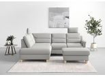 Ecksofa SIT & MORE "Farö L-Form", silber, B:251cm H:90cm T:187cm, Sofas, Ecksofa, inklusive Federkern, wahlweise mit Bettfunktion und Bettkasten