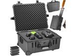 tectake® Kamerakoffer, aus robuster Hartschale mit 3 dicken Schaumstoffeinlagen, wasserdicht und temperaturbeständig, 45 x 26 x 58 cm