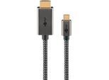 goobay USB 3.1 C-Stecker/HDMI-Stecker Kabel 2,0 m silber, schwarz, 1 St.