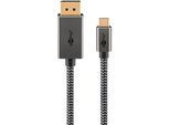 goobay USB-C 3.1/DisplayPort Kabel 3,0 m silber, schwarz, 1 St.