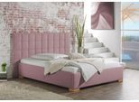 Polsterbett MAINTAL "Cueno", rosa (rosé), B:144cm L:210cm, Strukturstoff (100% Polyester), Betten, Polsterbett, mit und ohne Matratze in 2 Ausführungen, Steppung mit Knopfheftung