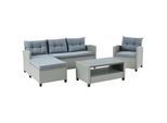 Xxxl Loungegarnitur , Grau , Metall, Kunststoff, Textil , Füllung: Schaumstoff,Polyester , L-Form , eckig , 141 cm , UV-beständig, wetterfest , Gartenmöbel, Loungemöbel, Loungegarnituren