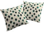 Dekokissen ADAM "Kissenhülle Dots", grün (grün, bedruckt), B:40cm L:60cm, Baumwolle, Leinen, Dekokissen_Sitzkissen_Kissenhüllen, aus Bio-Baumwolle, Kissenhülle ohne Füllung, 1 Stück