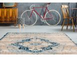 Teppich CALO-DELUXE "Rossa 502" Gr. 3, beige (creme, blau), B:120cm H:5mm L:170cm, Kunstfaser, Teppiche, Teppich, Vintage Optik, Wohnzimmer
