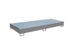 Bauer Regalwanne RW-GR 3300-2 PE, mit Gitterrost und PE-Einsatz, B 3262 x T 1312 x H 267 mm, bis 540 l, Stahl lackiert, mausgrau
