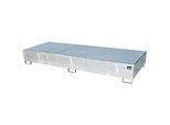 Bauer Regalwanne RW-GR 3300-3 PE, mit Gitterrost und PE-Einsatz, B 3262 x T 1312 x H 383 mm, bis 1000 l, Stahl feuerverzinkt