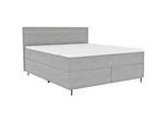 Carryhome Boxspringbett , Hellgrau , Textil , H3 , Höhe ca. 19 cm , 180x200 cm , gepolstertes Kopfteil, Stoffauswahl, Topper durchgehend, in verschiedenen Größen erhältlich, Partnermatratze mit durchgehendem Bezug , Schlafzimmer, Betten, Boxspringbetten